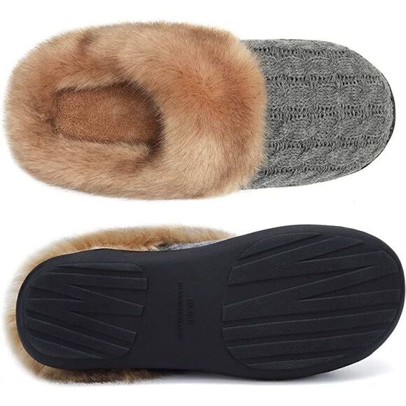 Size 7.5 Memory Foam Slippers Comfort Wool-Like Plush Fleece for Indoor & Outdoo - Picture 3 of 10